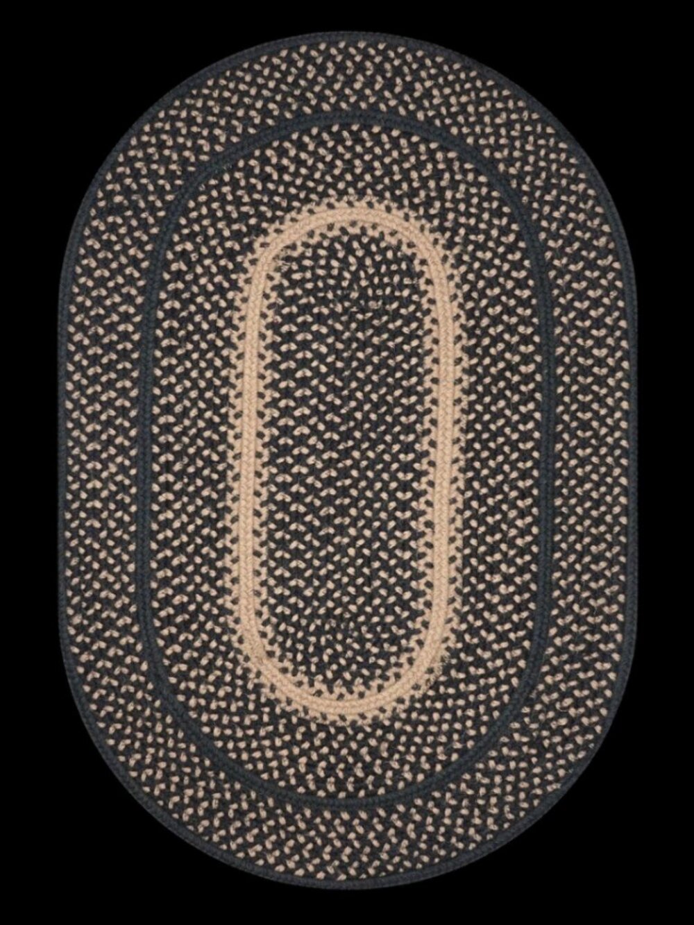Manchester Black and Khaki Braided Rug 20 x 30 by Homespice